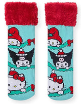 SANRIO HELLO KITTY Ladies CHRISTMAS Sherpa Lined Gripper Bottom Slipper Socks MY MELODY, KUROMI - Novelty Socks for Less