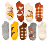 DISNEY Ladies THANKSGIVING 9 Pair Of MICKEY MOUSE Low Show Socks Goofy ‘GOURD TIMES’ - Novelty Socks And Slippers