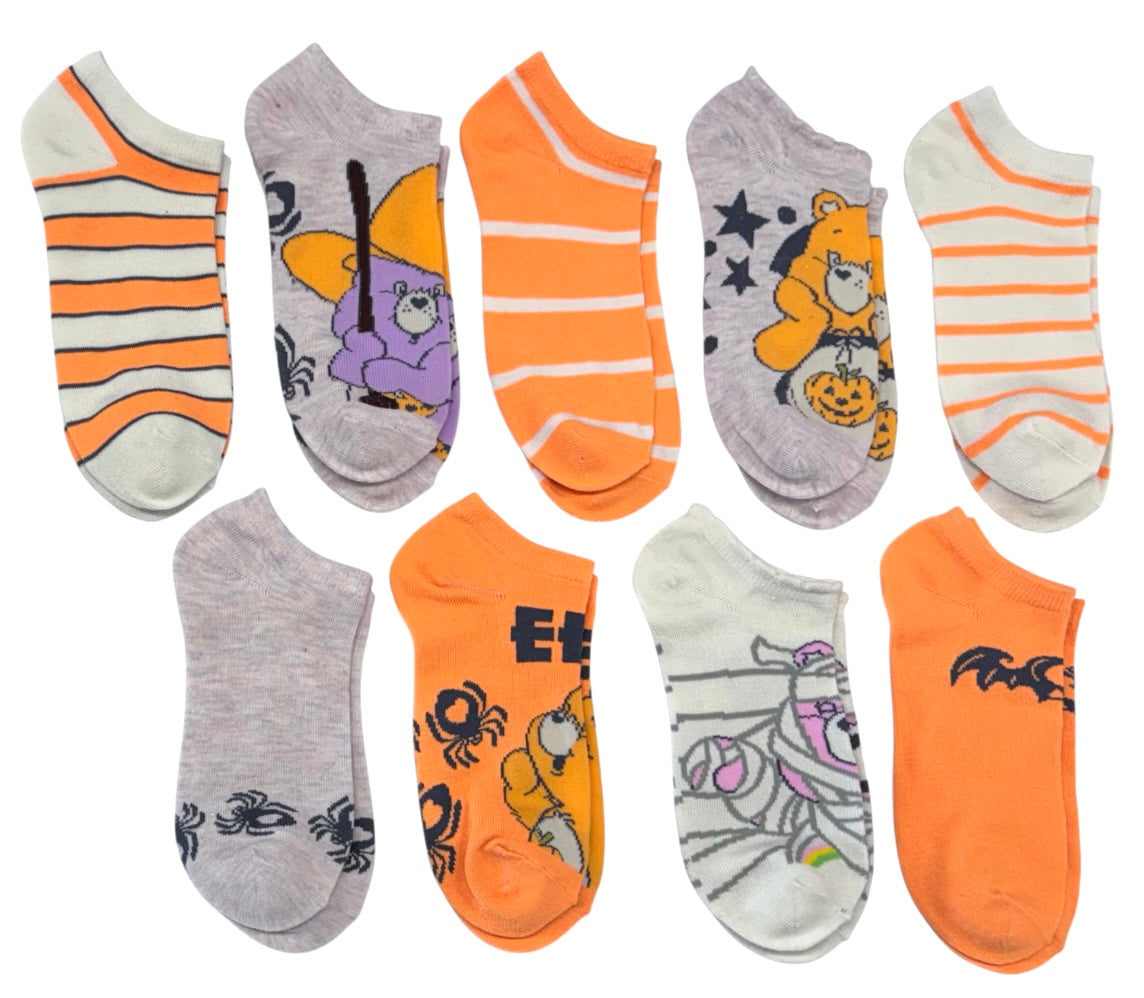 CARE BEARS Ladies 9 Pair Of HALLOWEEN Low Show Socks ‘EEEK’ - Novelty Socks And Slippers