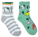 SANRIO HELLO KITTY Ladies 2 Pair of ST. PATRICKS DAY Socks With CINNAMOROLL, POMPOMPURIN - Novelty Socks And Slippers