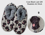 COMFIES BRAND Ladies BLACK LABRADOR DOG Non-Skid SLIPPERS - Novelty Socks for Less