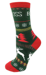 BOB ROSS Ladies UGLY CHRISTMAS SWEATER Socks OOOH YEAH Brand - Novelty Socks And Slippers
