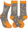 PRIMITIVES BY KATHY UNISEX CAT SOCKS ‘I CAN’T I HAVE A DATE WITH MY CAT’ - Novelty Socks And Slippers