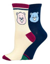 CARE BEARS Ladies 2 Pair Of Crew Socks Grumpy Bear & Cheer Bear