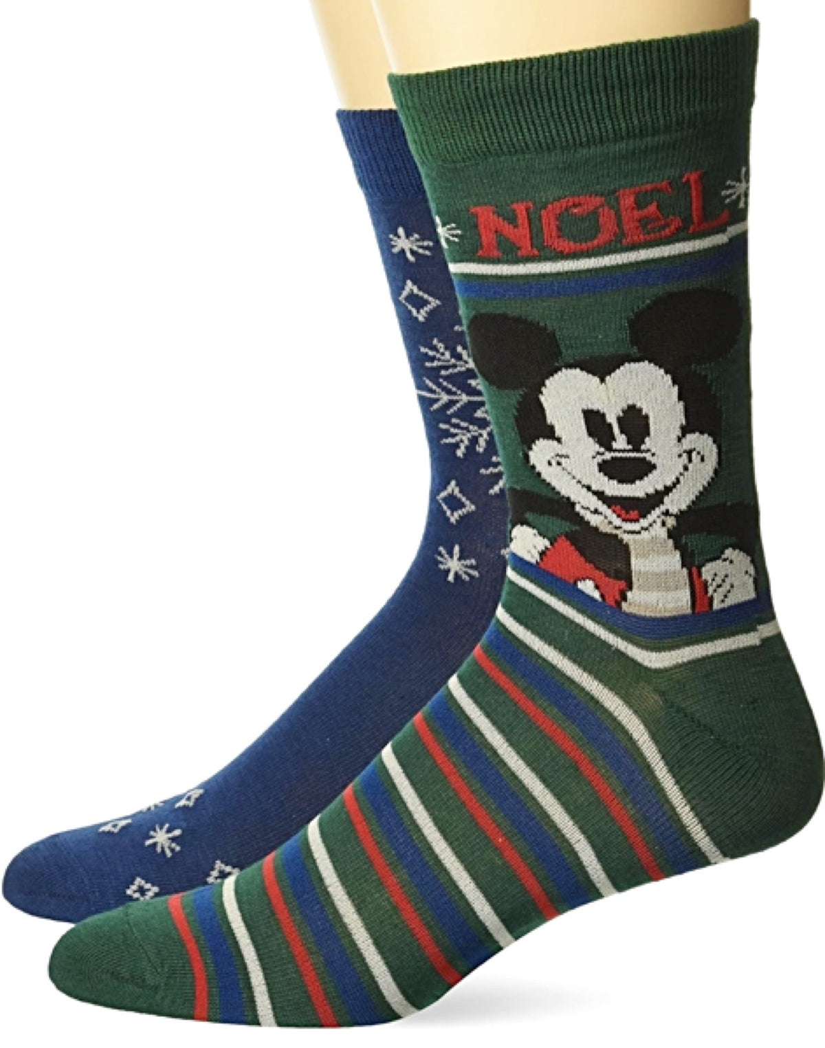 DISNEY MEN’S MICKEY MOUSE CHRISTMAS 2 PAIR OF SOCKS ‘NOEL’ - Novelty Socks for Less