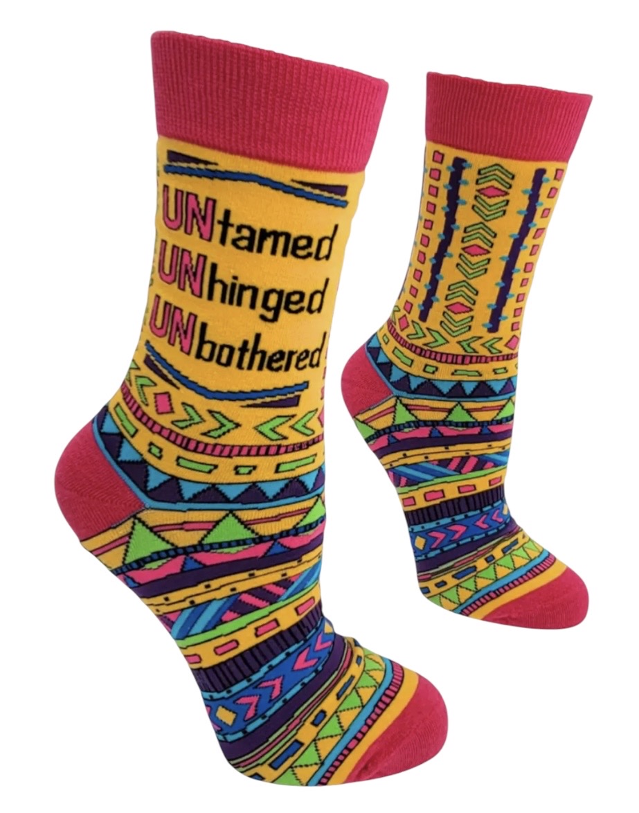 UNTAMED UNHINGED UNBOTHERED Ladies Crew Socks FABDAZ Brand