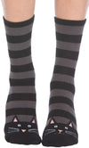 FOOT TRAFFIC Brand Ladies BLACK CAT Non-Skid Slipper Socks - Novelty Socks And Slippers