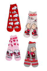 PEANUTS Ladies 4 Pair Of Valentines Day Socks Charlie Brown ‘BE MY VALENTINE’ - Novelty Socks And Slippers