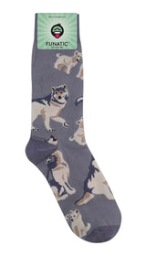 GRAY WOLF Adult Unisex Socks FUNATIC Brand Wolves All Over - Novelty Socks And Slippers