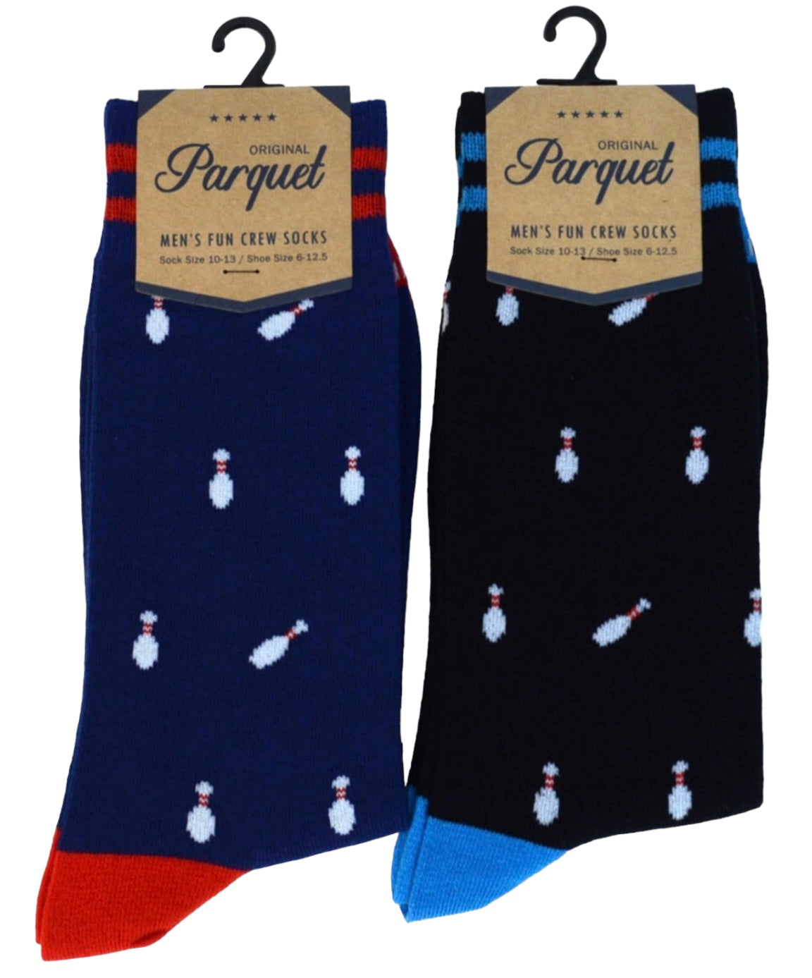 PARQUET Brand Men’s BOWLING Socks BOWLING PINS ALL OVER (CHOOSE COLOR) - Novelty Socks And Slippers
