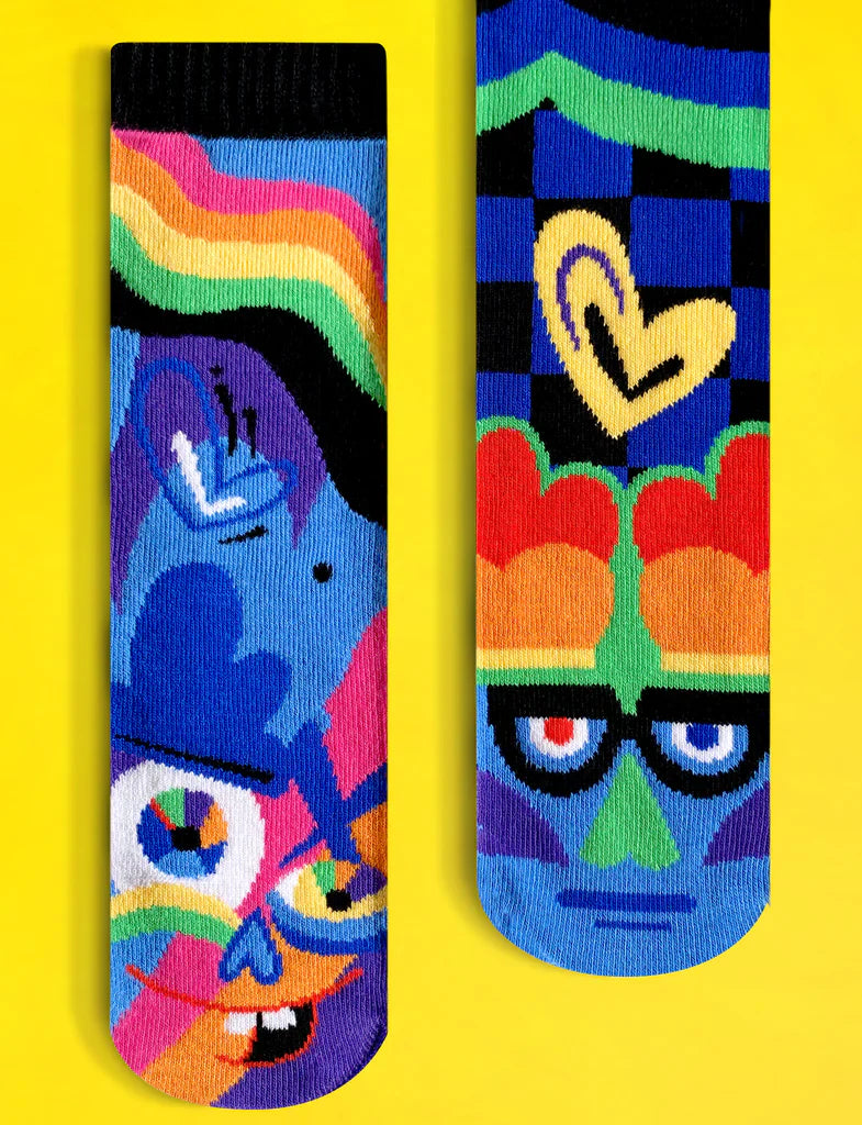 SILLY & SERIOUS Unisex Toddler & Kids Mismatched Gripper Bottom Socks PALS SOCKS Brand - Novelty Socks And Slippers