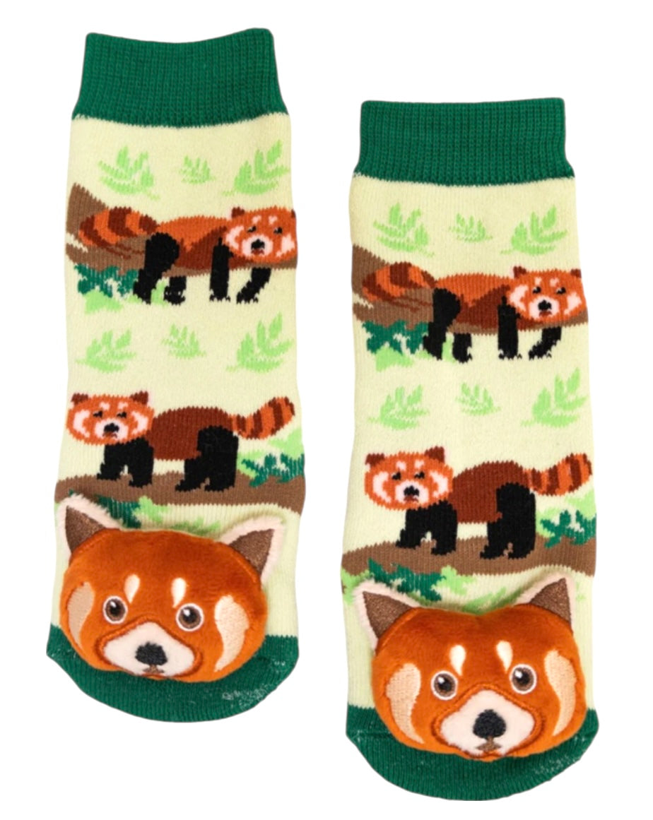 MESSY MOOSE Brand Unisex Toddler RED PANDA Gripper Bottom Socks - Novelty Socks And Slippers
