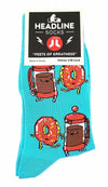 COFFEE & DONUTS ADULT UNISEX SOCKS HEADLINE BRAND SOCKS SIZE S/M - Novelty Socks And Slippers