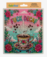 FUNNY COFFEE SAYINGS Set Of 3 Swedish Dishcloths ‘FUCK DECAF’ Steam Middle Finger