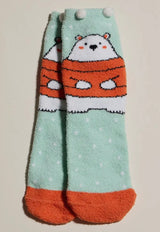CUTE HEDGEHOG Ladies 4 Pair Of Christmas Fuzzy Socks Gift Set - Novelty Socks And Slippers