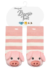 BOOGIE TOES Unisex Baby PIG RATTLE GRIPPER BOTTOM SOCKS By PIERO LIVENTI - Novelty Socks And Slippers