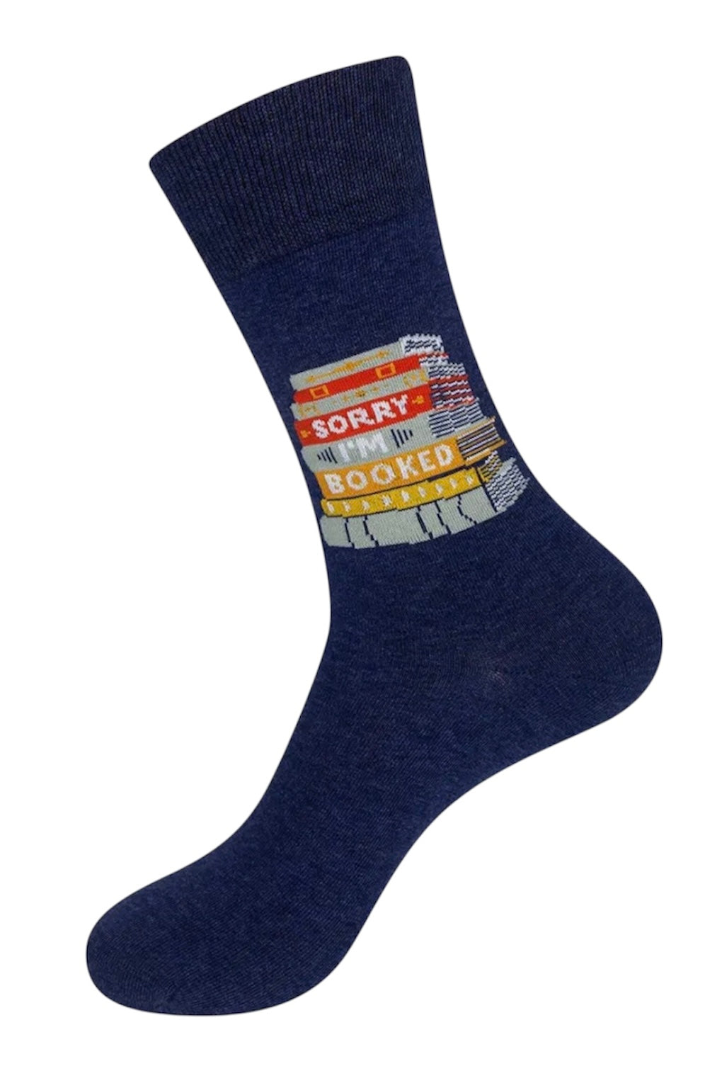 SORRY I’M BOOKED Adult Unisex STACK OF BOOKS Socks NICE ENOUGH MERCH BY FUNATIC Brand - Novelty Socks And Slippers