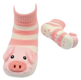 BOOGIE TOES Unisex Baby PIG RATTLE GRIPPER BOTTOM SOCKS By PIERO LIVENTI - Novelty Socks And Slippers