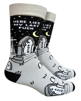 GROOVY THINGS Co. Brand Men’s HERE LIES MY LAST FUCK Socks - Novelty Socks And Slippers