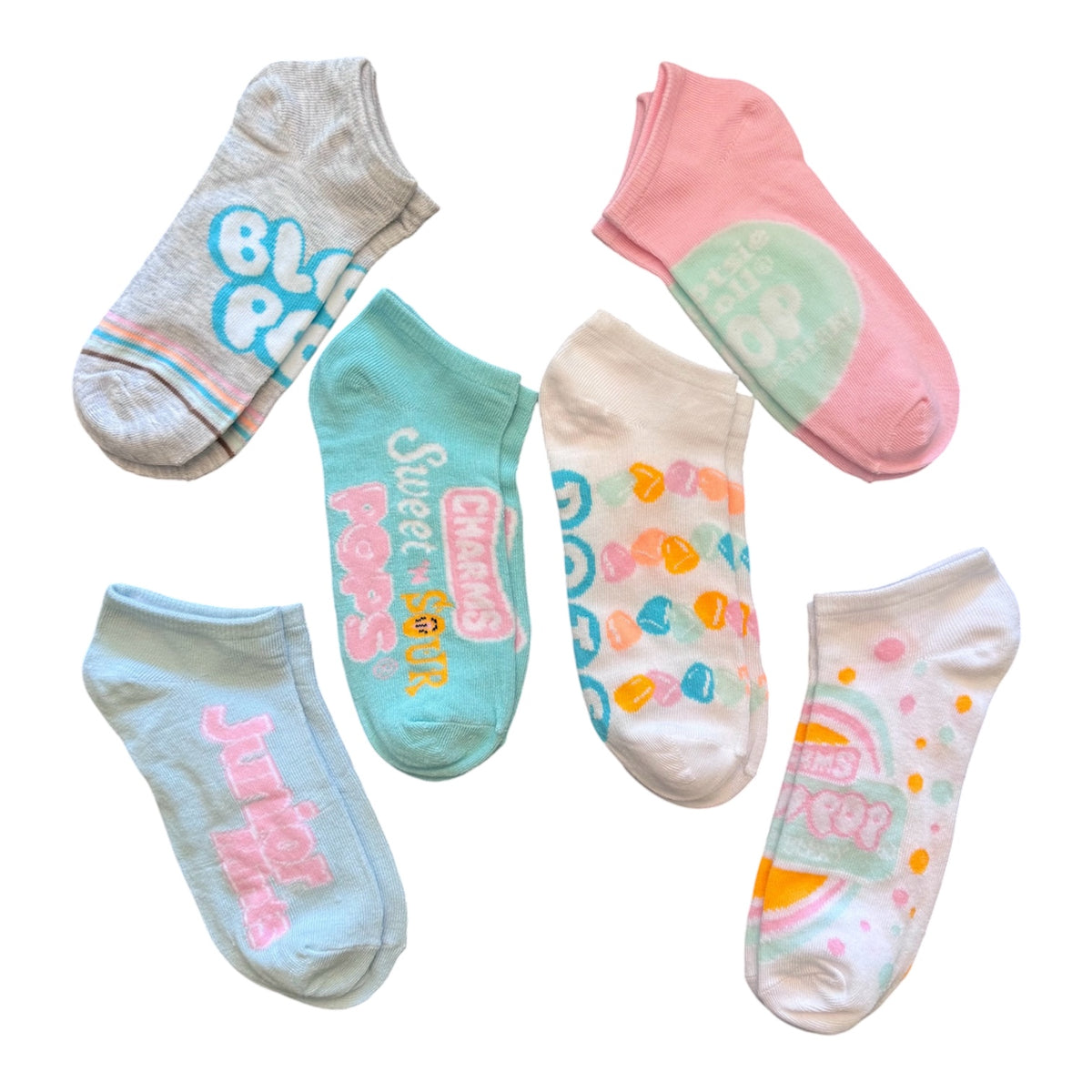 CHARMS SWEET & SOUR POPS Ladies 6 Pair Of Low Show Socks Junior Mints, Dots