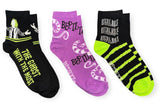 BEETLEJUICE Movie Ladies 3 Pair Of Socks SANDWORM ‘THE GHOST WITH THE MOST’ BIOWORLD Brand - Novelty Socks And Slippers