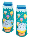 MESSY MOOSE Brand Unisex Baby BLUE ICE CREAM Gripper Bottom Socks - Novelty Socks And Slippers