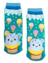 MESSY MOOSE Brand Unisex Baby BLUE ICE CREAM Gripper Bottom Socks - Novelty Socks And Slippers