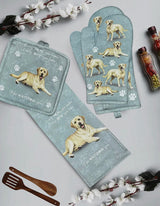 DOG & CAT 3 Piece Oven Mitt & Tea Towel Set By E&S Pets (CHOOSE BREED) - Novelty Socks And Slippers