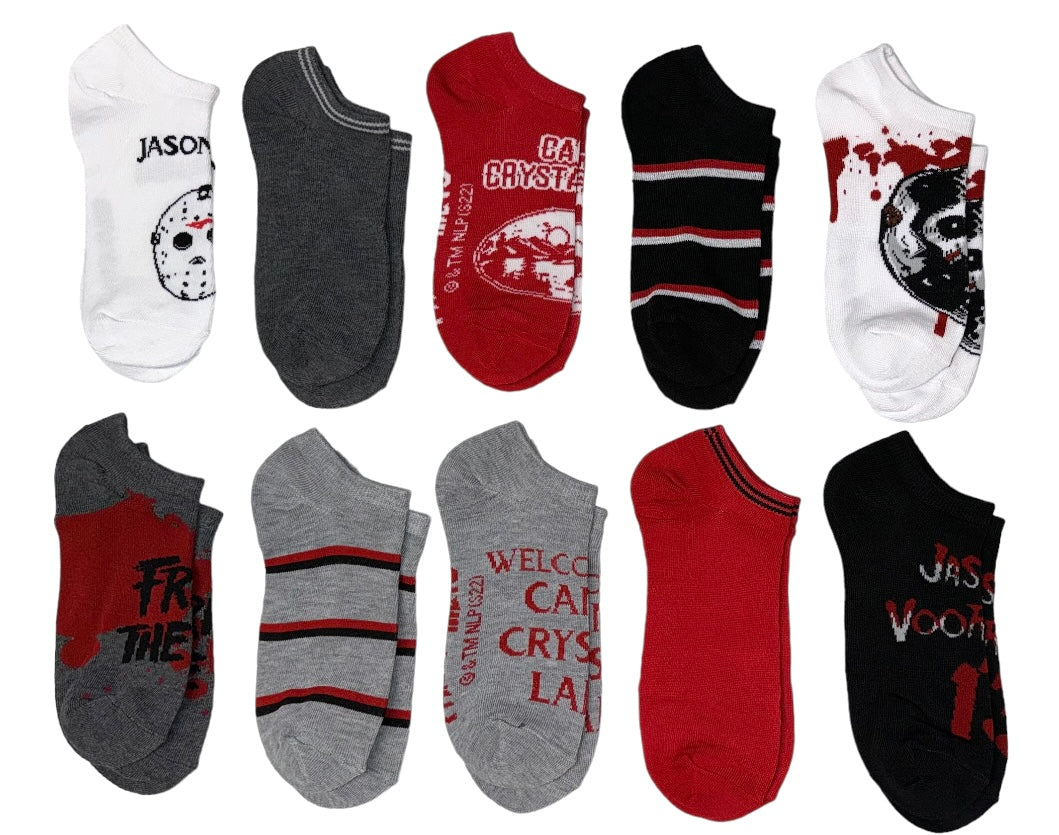 FRIDAY THE 13th LADIES 10 PAIR OF JASON VOORHEES NO SHOW SOCKS - Novelty Socks And Slippers