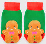 BOOGIE TOES Unisex Baby GINGERBREAD CHRISTMAS RATTLE GRIPPER BOTTOM SOCKS By PIERO LIVENTI - Novelty Socks for Less