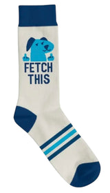 FUNATIC Brand Unisex SASSY DOG With MIDDLE FINGERS Socks ‘FETCH THIS’ - Novelty Socks And Slippers