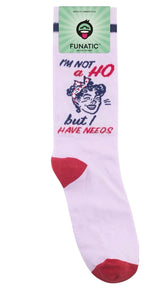 I’M NOT A HOE BUT I HAVE NEEDS Adult Unisex Socks FUNATIC Brand - Novelty Socks And Slippers