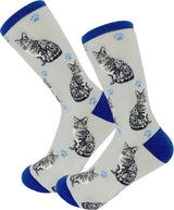 SILVER GRAY TABBY CAT Adult Unisex Socks By E&S Pets Choose Style