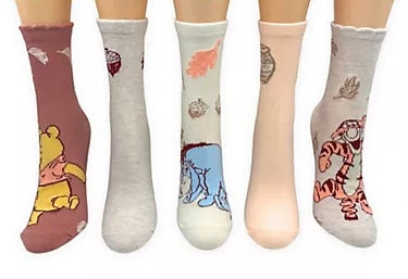 DISNEY WINNIE THE POOH Ladies 5 Pair of Fall Harvest Socks TIGGER, EYEORE - Novelty Socks And Slippers