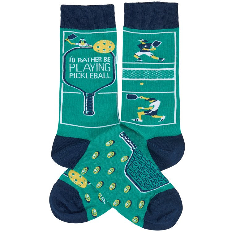 PRIMITIVES BY KATHY Unisex I’D RATHER BE PLAYING PICKLEBALL’ Socks - Novelty Socks And Slippers