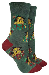 GOOD LUCK SOCK Brand Ladies CHRISTMAS PUPPY Socks Puppy Inside Present - Novelty Socks And Slippers