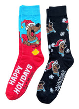 SCOOBY-DOO Men’s CHRISTMAS 2 Pair Of Socks ‘HAPPY HOLIDAYS’ SCOOBY IN SANTA HAT - Novelty Socks And Slippers