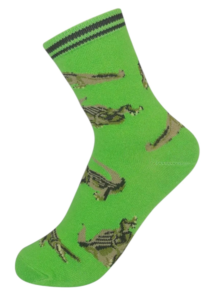 FUNATIC Brand Unisex Kids ALLIGATOR Socks Alligators All Over Kids Age 7-10 - Novelty Socks And Slippers
