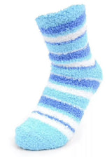 NOLLIA Brand Ladies 3 Pair Of Striped Warm & Fuzzy Socks - Novelty Socks And Slippers