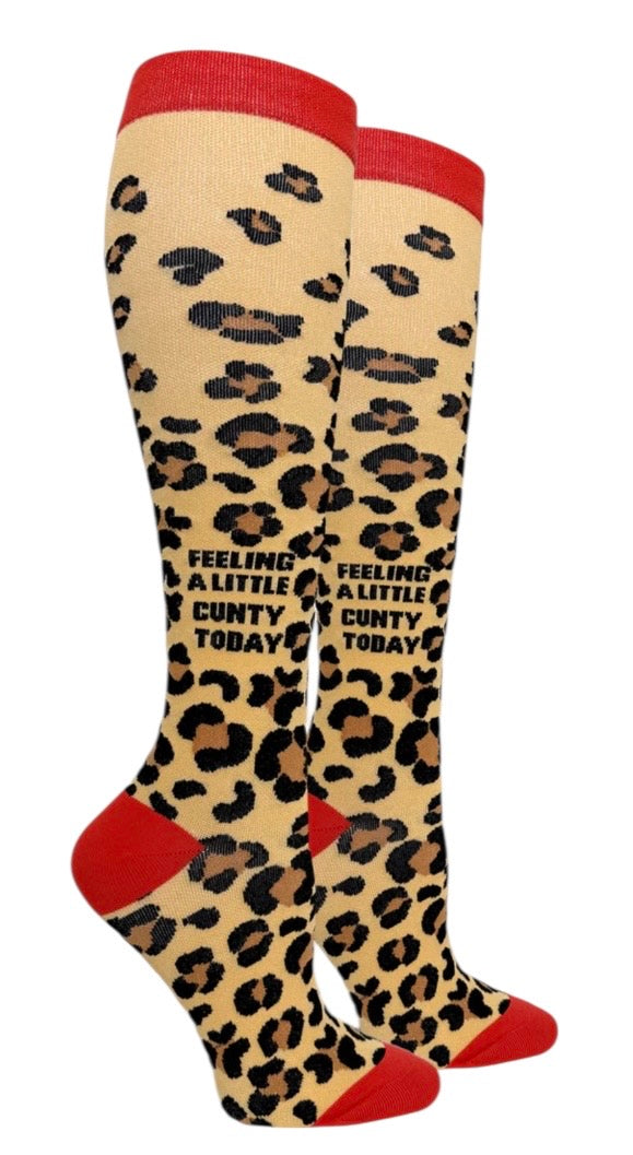 FEELING A LITTLE CUNTY Ladies 15-20 mmHg Compression Socks Groovy Things Brand - Novelty Socks And Slippers