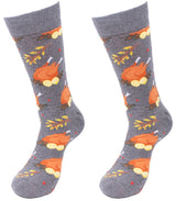 PARQUET Brand Men’s THANKSGIVING TURKEY Socks With DRUMSTICK, CRANBERRIES - Novelty Socks for Less