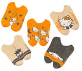 SANRIO HELLO KITTY Ladies 5 Pair Of HALLOWEEN No Show Socks CINNAMOROLL, BADTZ-MARU, MY MELODY - Novelty Socks And Slippers