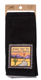 Primitives By Kathy ‘ALWAYS TAKE THE SCENIC ROUTE’ 2 Kitchen Tea Towels - Novelty Socks And Slippers