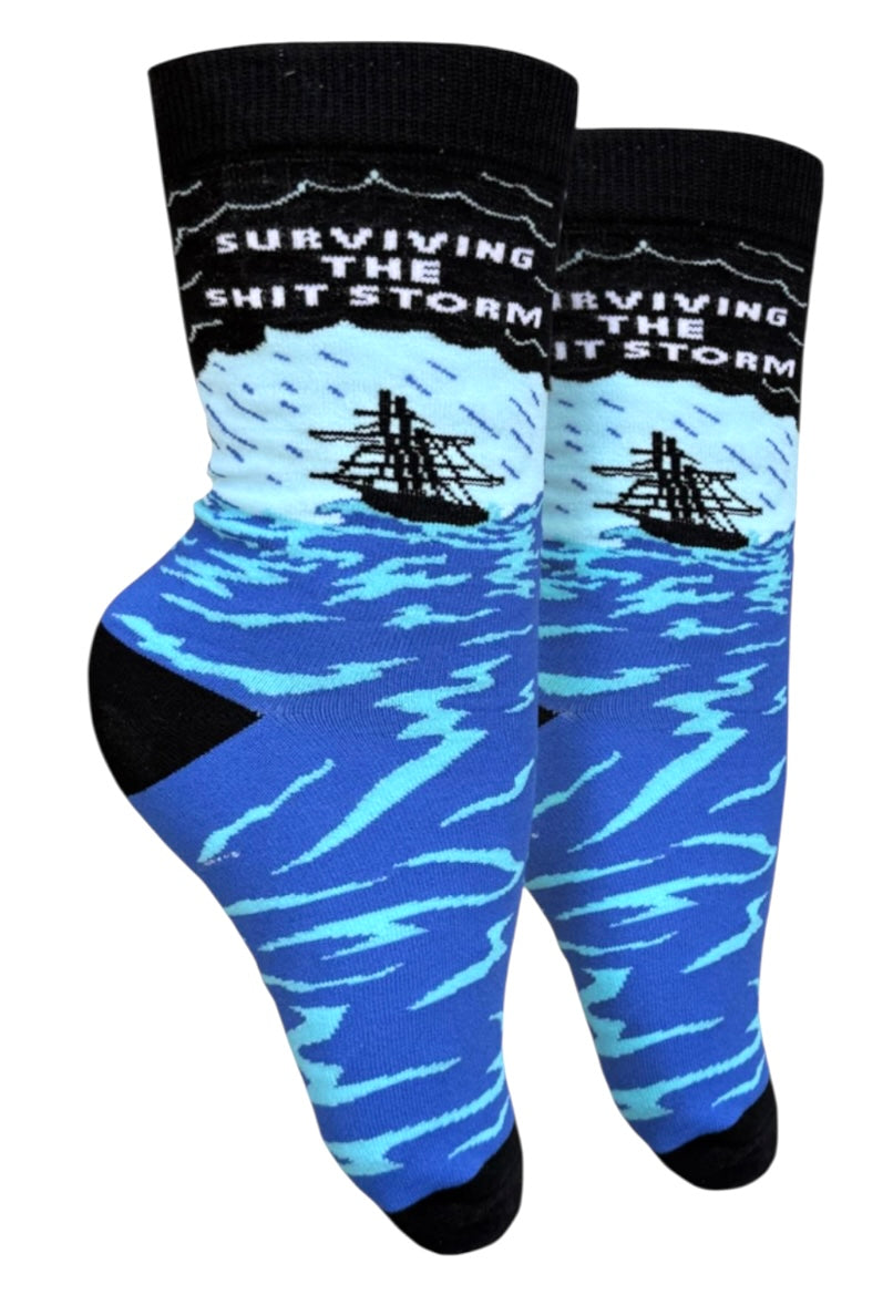 GROOVY THINGS Co. Brand Ladies SURVIVING THE SHIT STORM Socks - Novelty Socks And Slippers