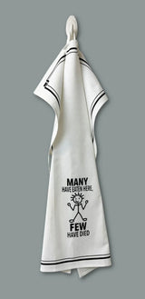 HEY NOW Brand By Fabdaz MANY HAVE EATEN HERE, FEW HAVE DIED Kitchen Tea Towel - Novelty Socks And Slippers