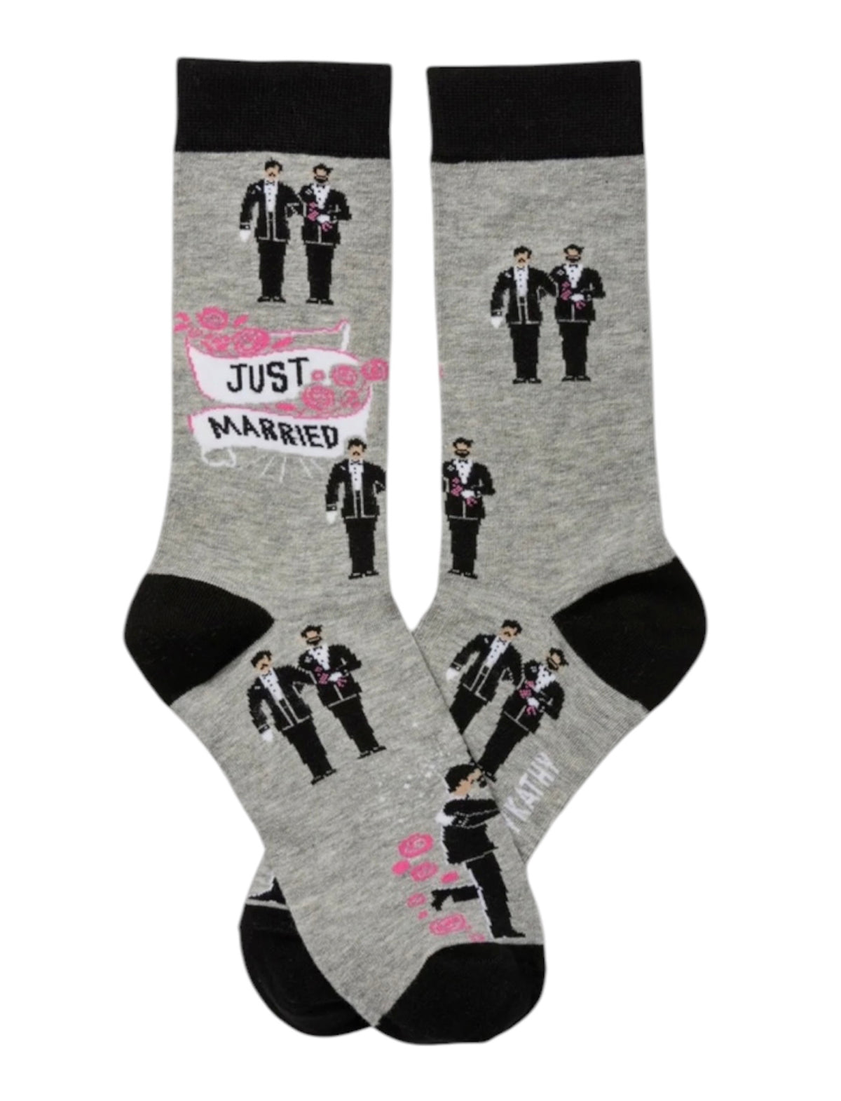 TWO GROOMS Adult Unisex Gay Pride Socks PRIMITIVES BY KATHY Brand Just Married’