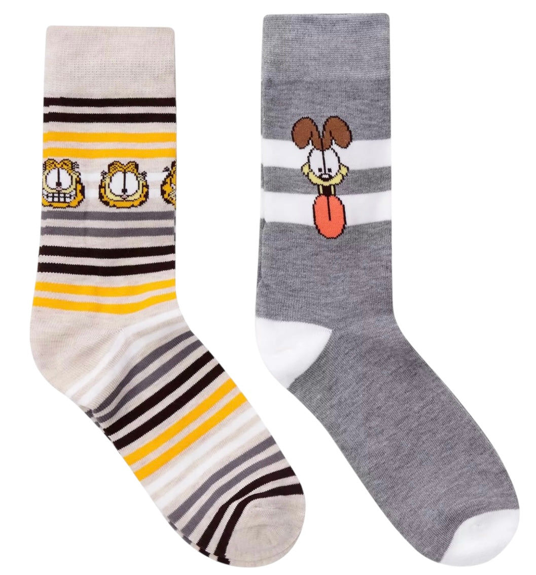 GARFIELD & ODIE Men’s 2 Pair Of Socks NICKELODEON - Novelty Socks And Slippers