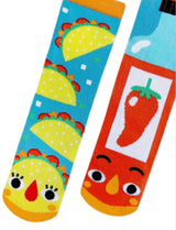 PALS SOCKS Brand Unisex TACO & HOT SAUCE Mismatched Gripper Bottom Socks (CHOOSE SIZE) - Novelty Socks And Slippers