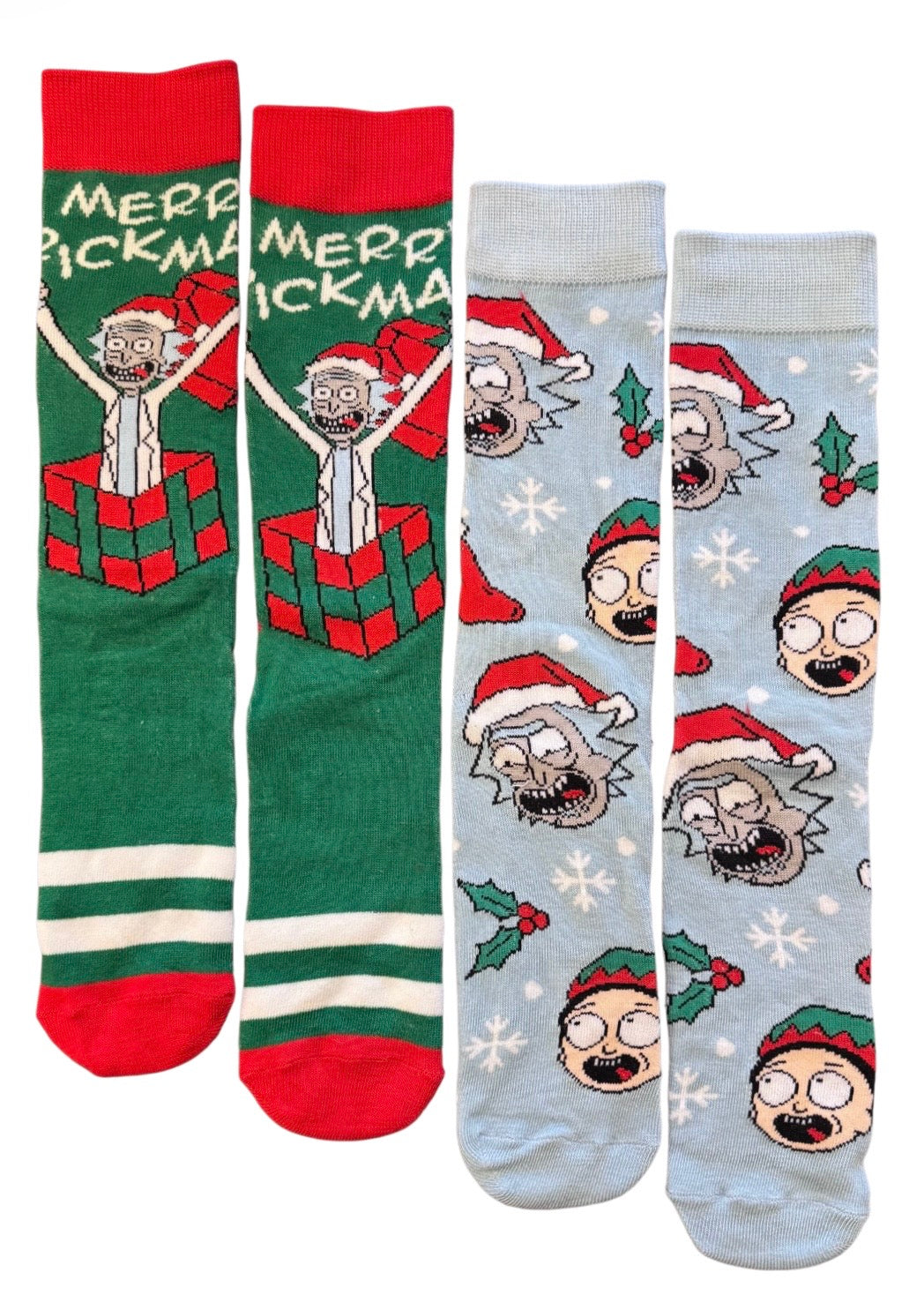 RICK & MORTY Men’s CHRISTMAS 2 Pair Of Socks MERRY RICKMAS - Novelty Socks And Slippers
