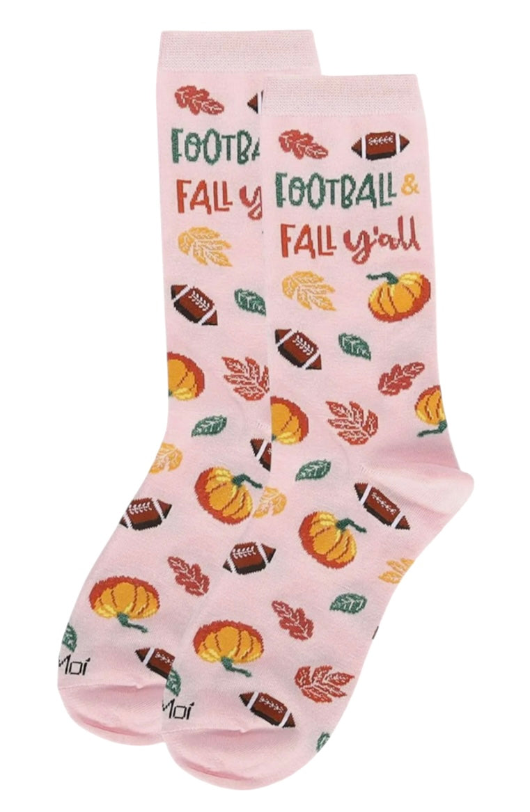 FOOTBALL & FALL Y’ALL Ladies Harvest Socks MeMoi Brand - Novelty Socks And Slippers